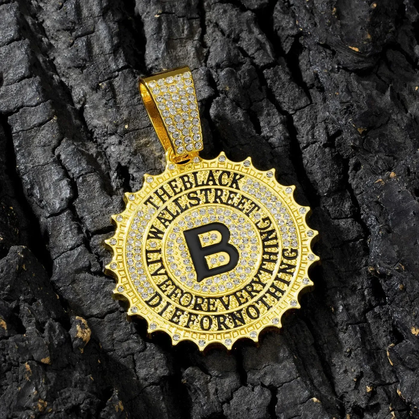 Fashion Round Gear Letter B Pendant Heavy Cuban Chain Necklace