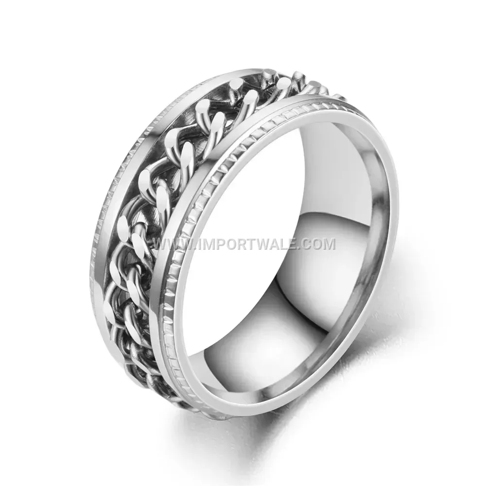 Spinner Chain Textured Stainless Steel Ring