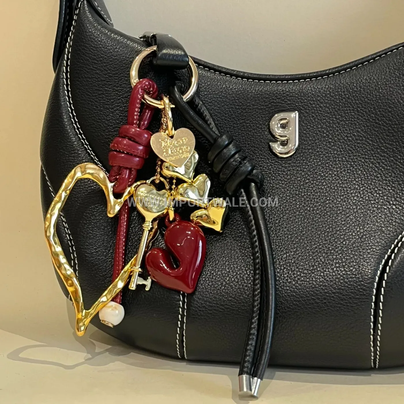Irregular Metallic Heart Bag Charm Keychain