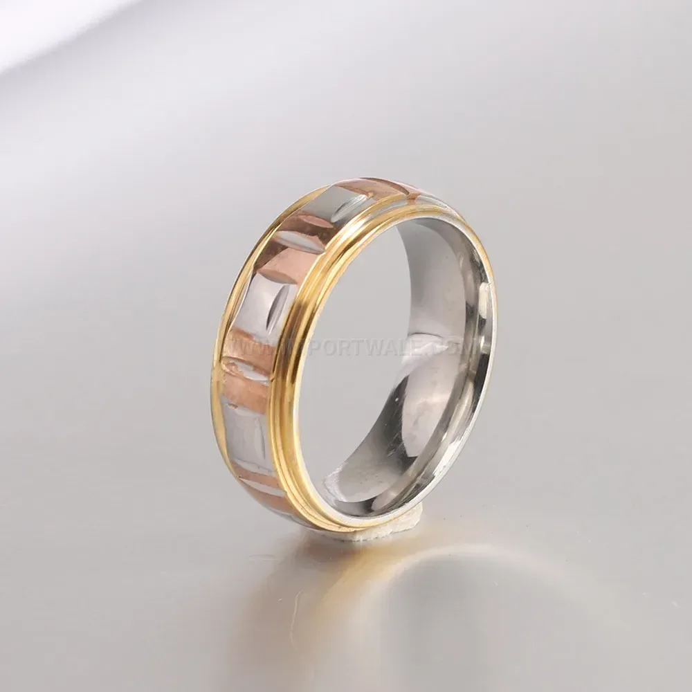 Chic Two-Tone Two-Piece Minimalist Stainless Steel Band Ring