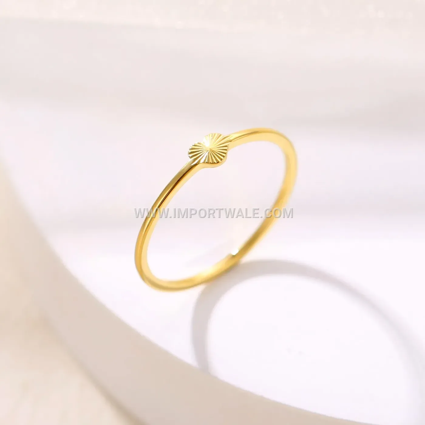 Heart Engraved Minimalist 18K Gold Plated Stainless Steel Ring