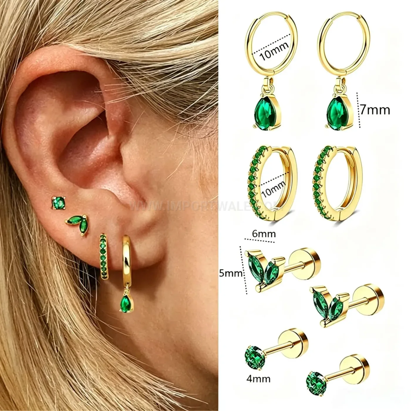 Trendy Delicate Stainless Steel Geometric Piercing Earring Set for Stacking