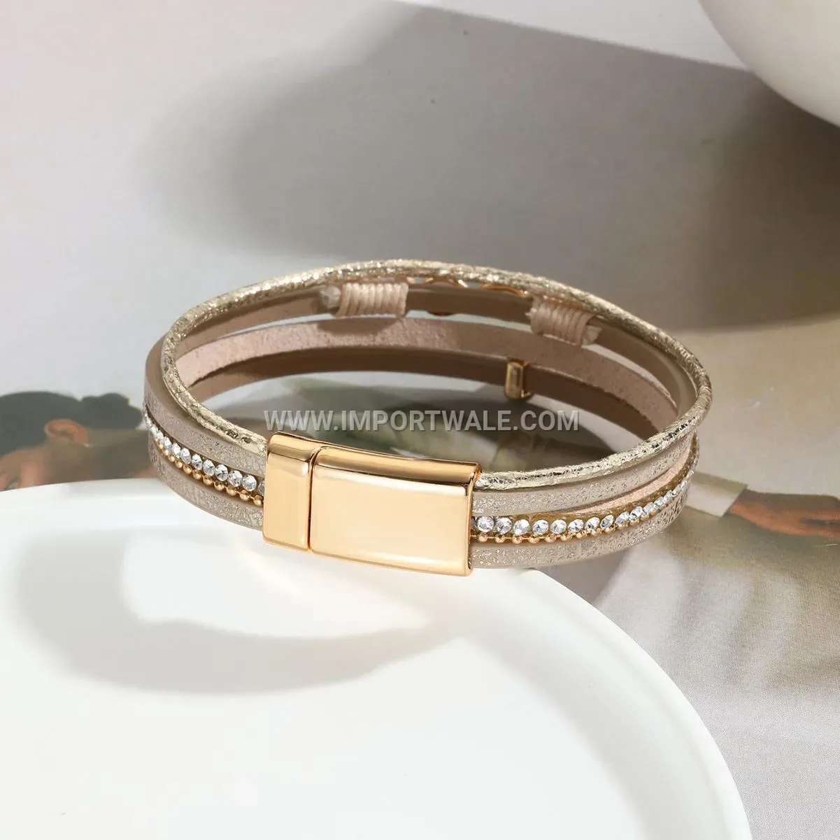 Bohemian Infinity Symbol Braided Faux Leather Rhinestone Bracelet