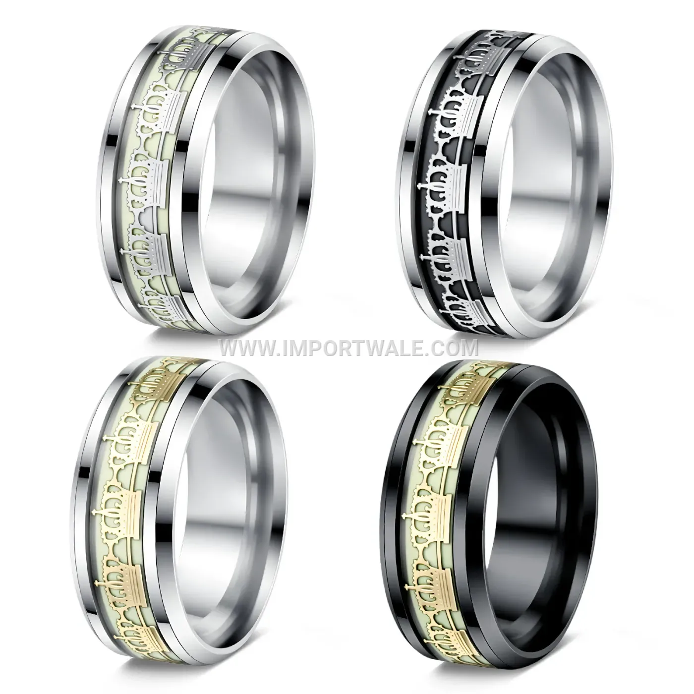 Luminous Crown Stainless Steel Unisex Band Ring