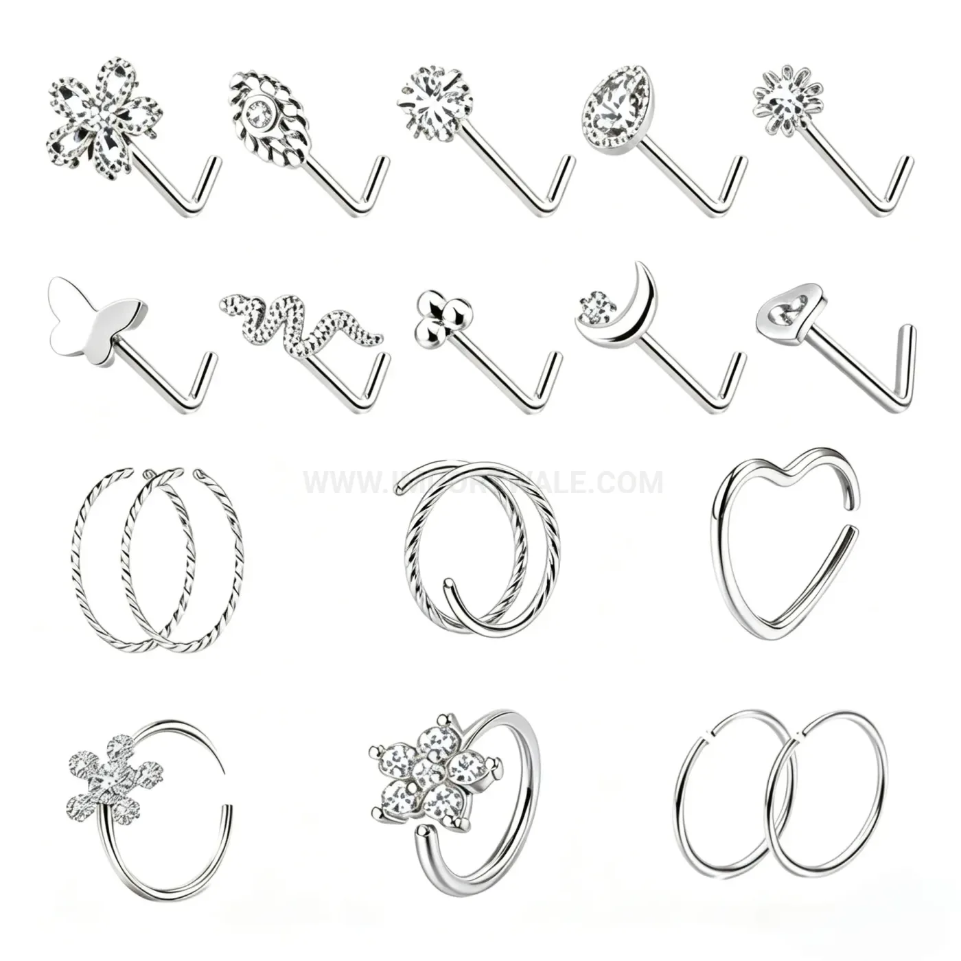 Stylish Minimalist Stainless Steel Floral Snake Body Piercing Stud