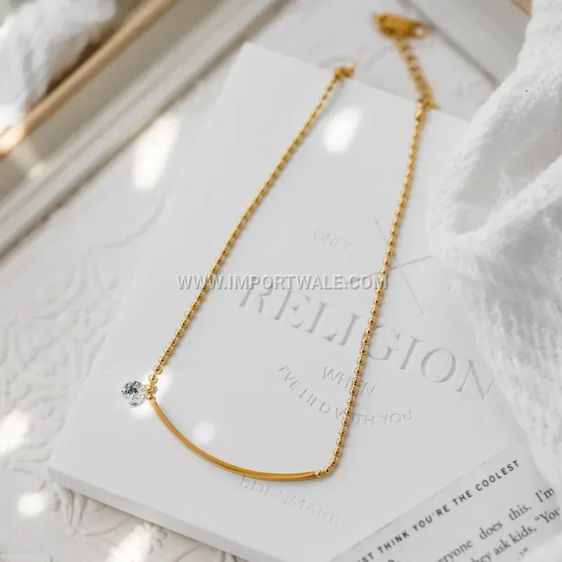 Gold Plated Stainless Steel Smile Zircon Anklet