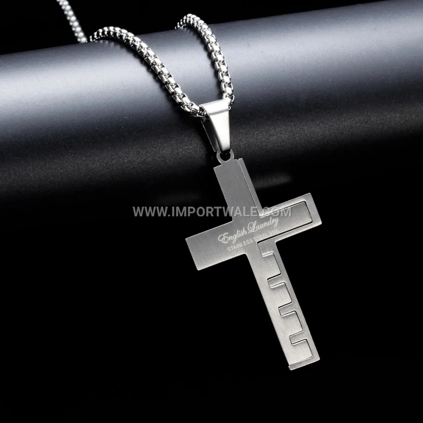 Stainless Steel Cross Pendant Snake Chain Necklace
