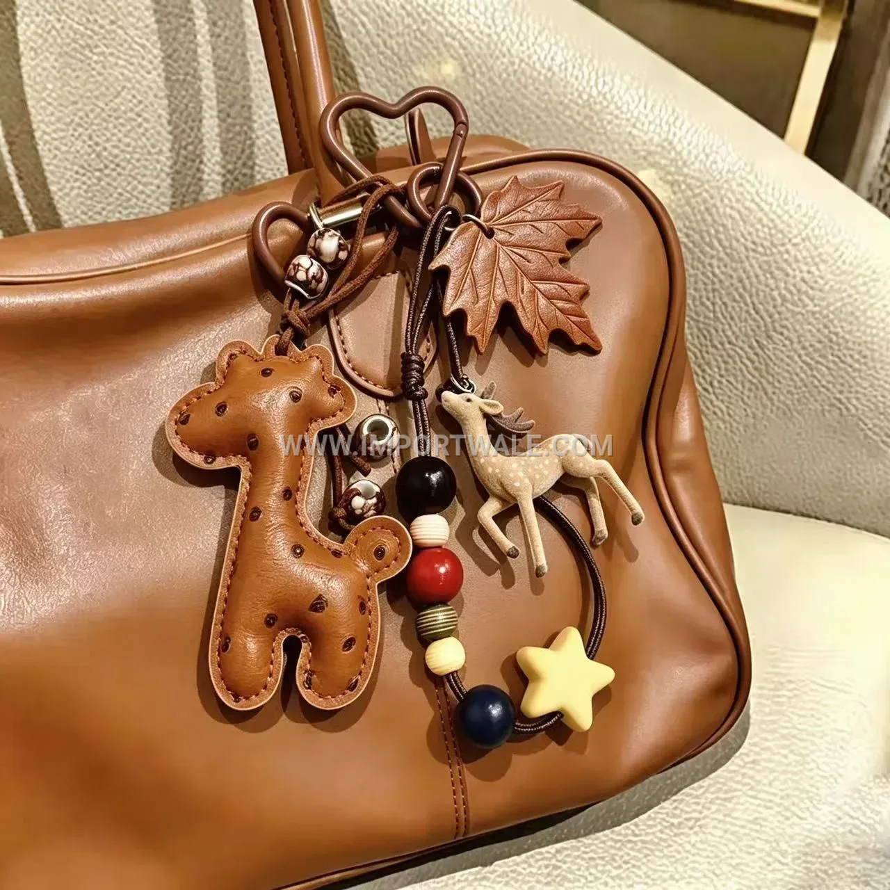 Beaded Leather Fawn Deer Bag Creative Key chains