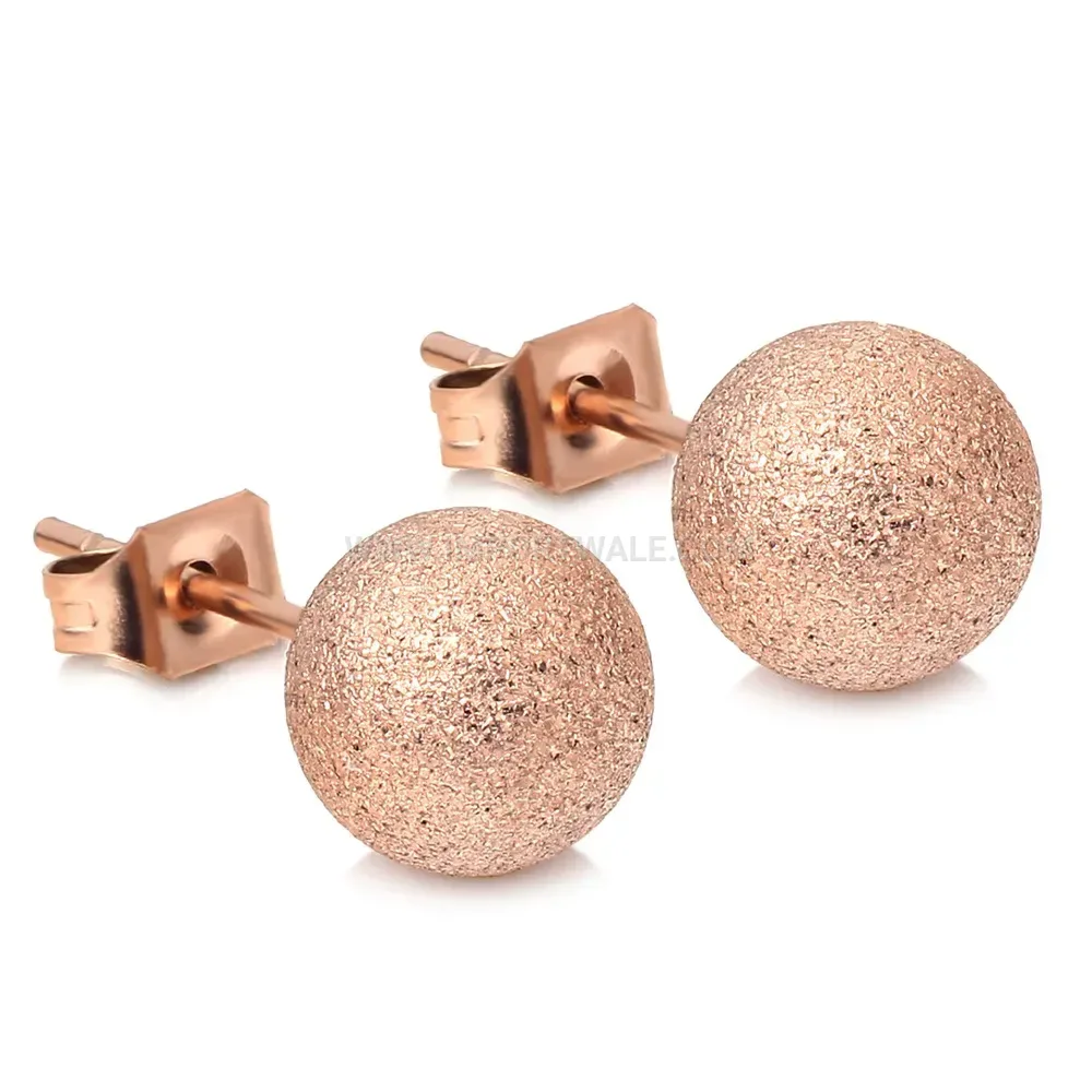 Contemporary Frosted Stainless Steel Round Stud Earrings