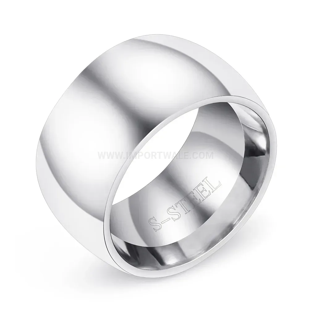 Classic Polished Stainless Steel Wide Band Ring for Men