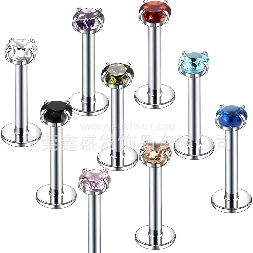 Stylish Internally Threaded Cubic Zirconia Surgical Steel Piercing Stud