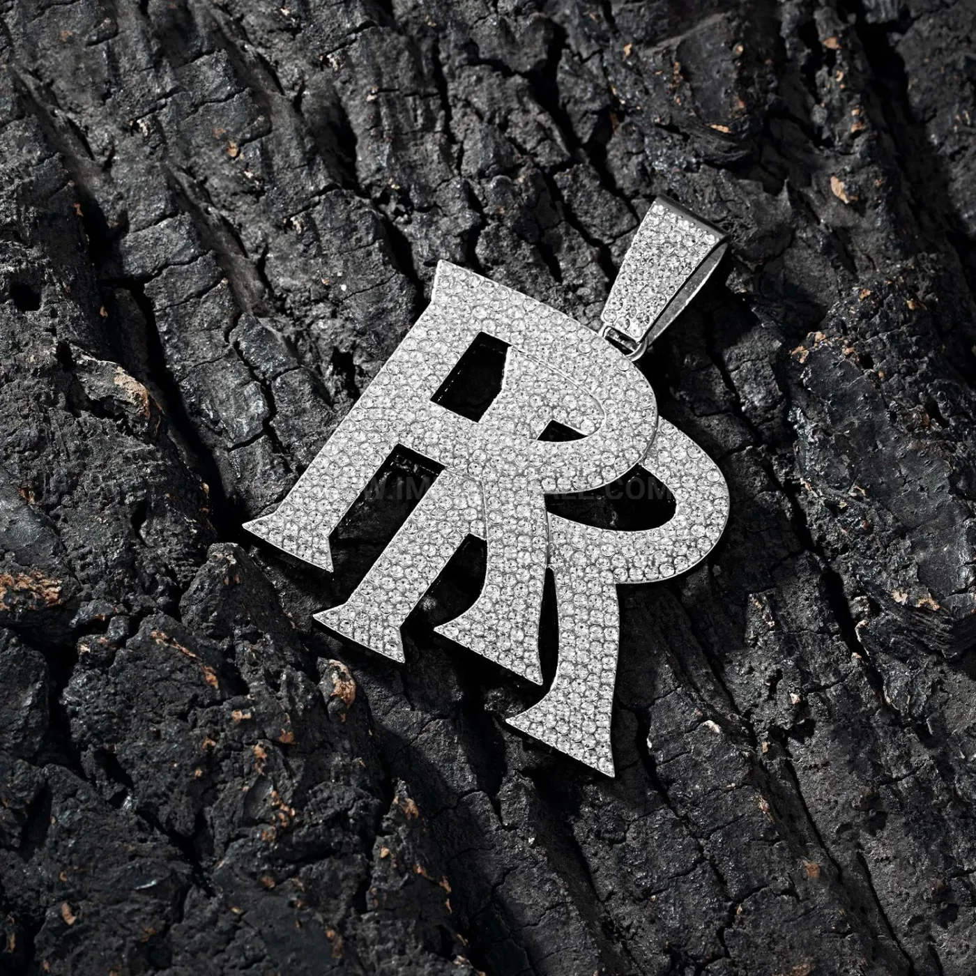 Iced Out Double R Letter Alloy Hip Hop Pendant