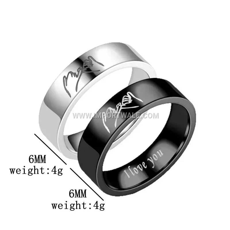 Stainless Steel Hand-in-Hand Couple Motif Band Ring