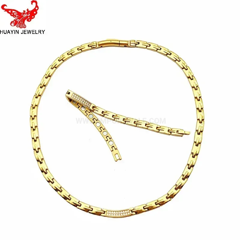 Elegant Titanium Steel Magnetic Zirconia Inlaid Chain Bracelet