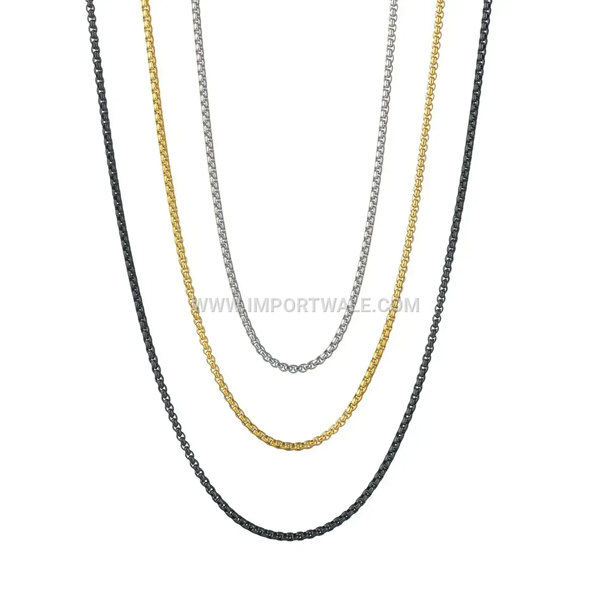 Trendy Stainless Steel Square Pearl Chain Necklace