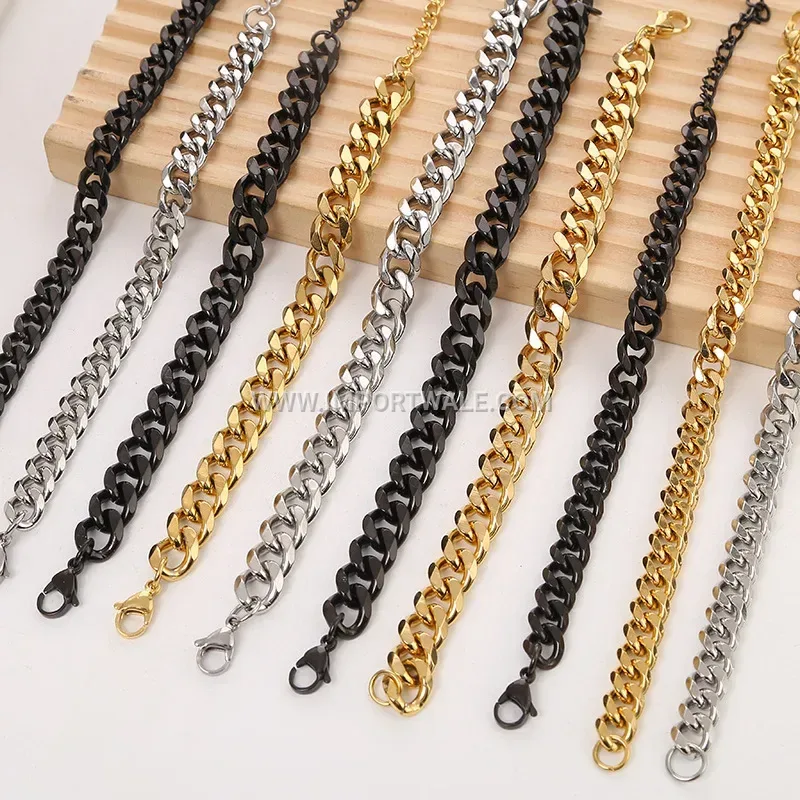 Men's Six-Sided Cuban Stainless Steel Chain Bracelet