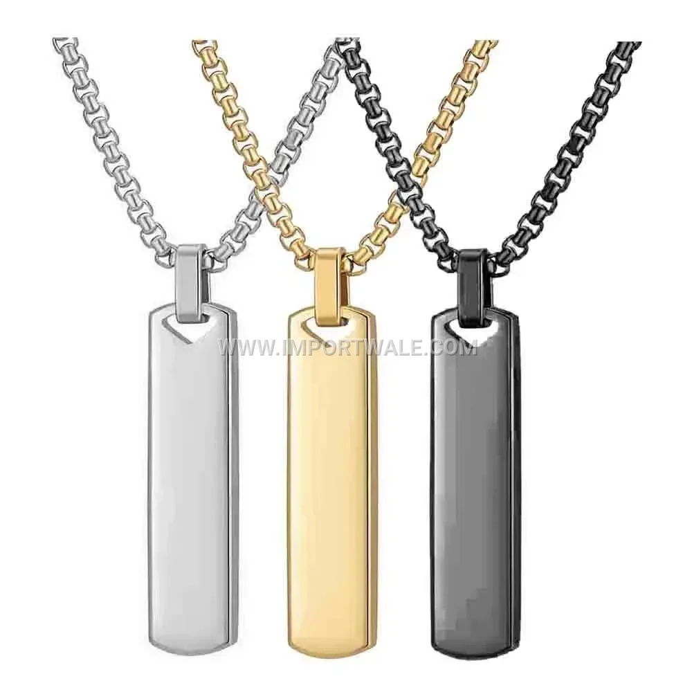 Geometric Cuboid Stainless Steel Pendant Necklace for Men