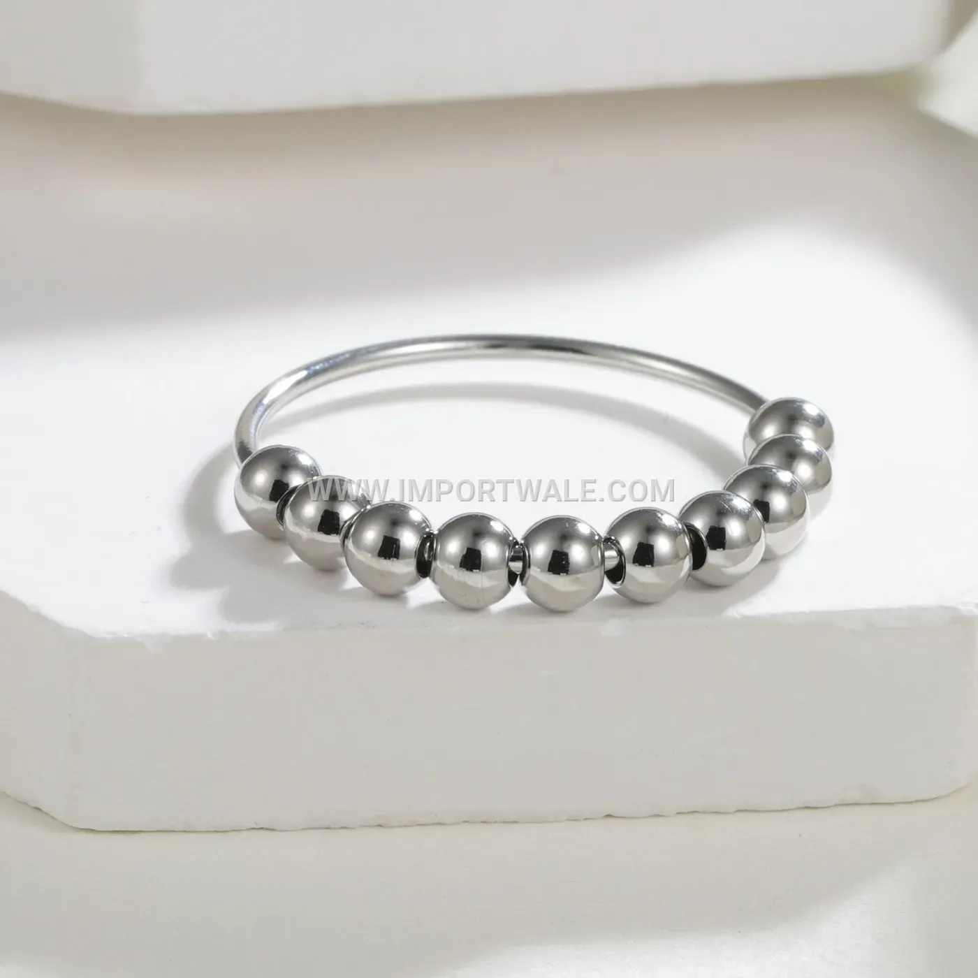 Rotatable Stainless Steel Anxiety Relief Bead Ring