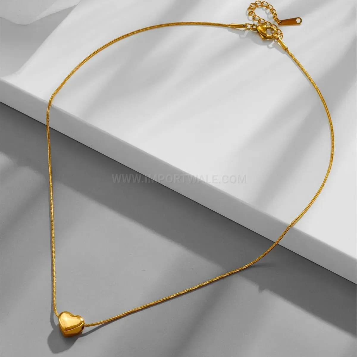 Trendy Gold Plated Titanium Steel Heart Snake Chain Collar Necklace