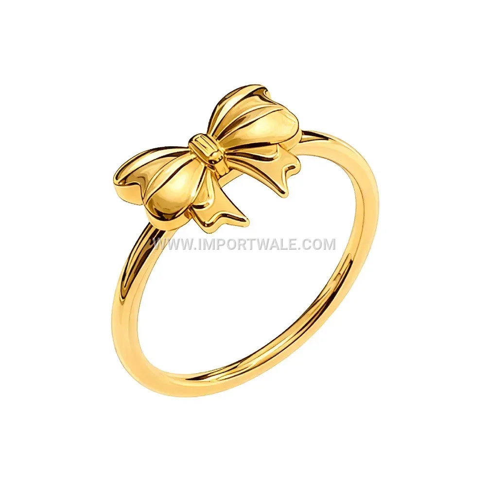 Bowknot Motif Stainless Steel Cocktail Ring
