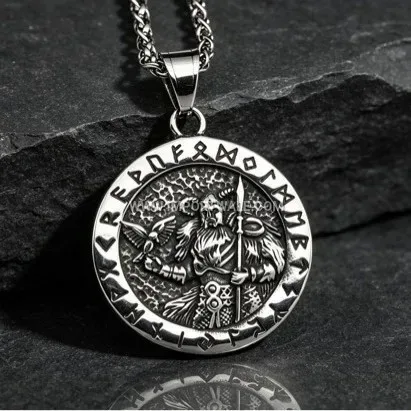 Vintage Aztec Sun Calendar Stainless Steel Pendant