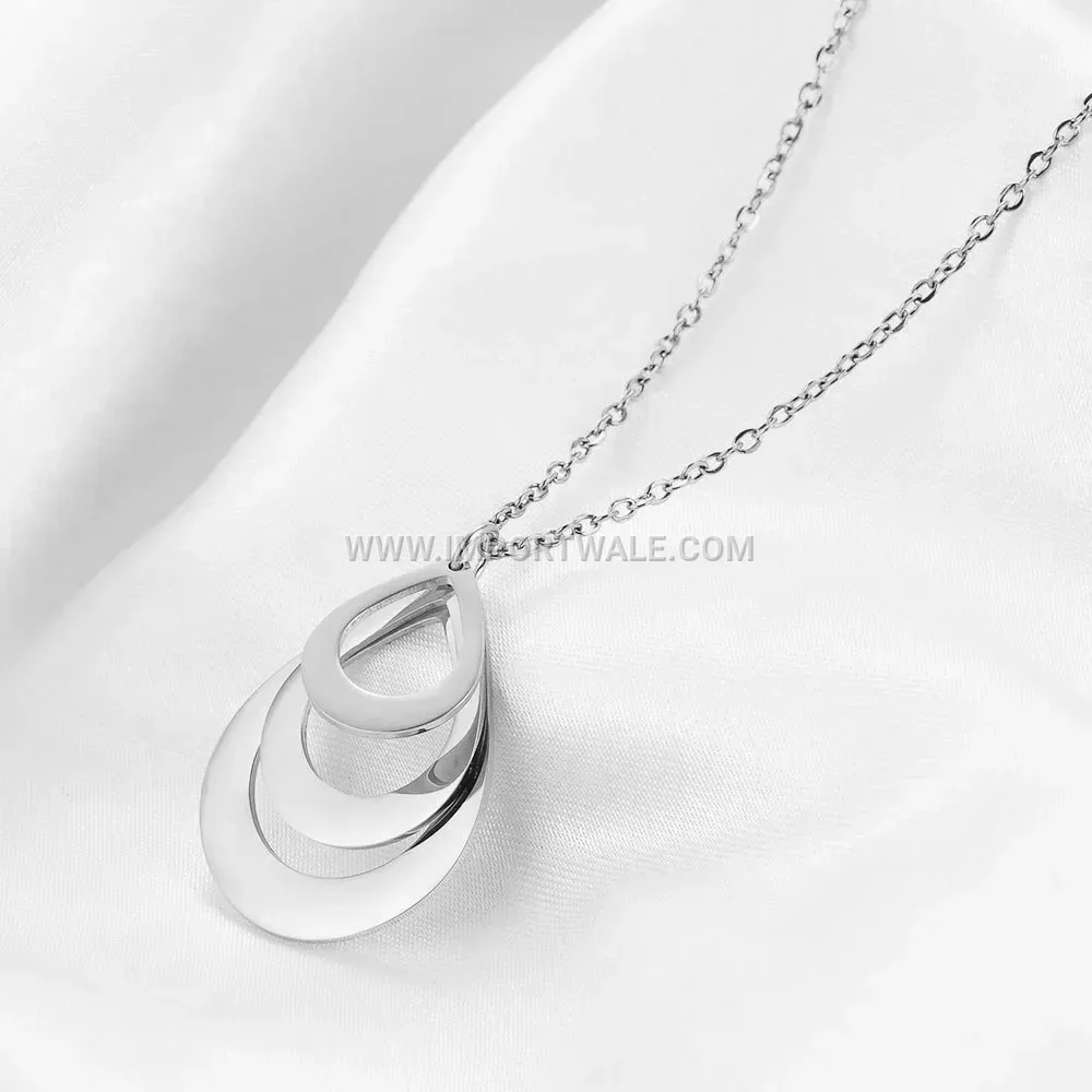 Minimalist Engraved Stainless Steel Teardrop Pendant Clavicle Chain