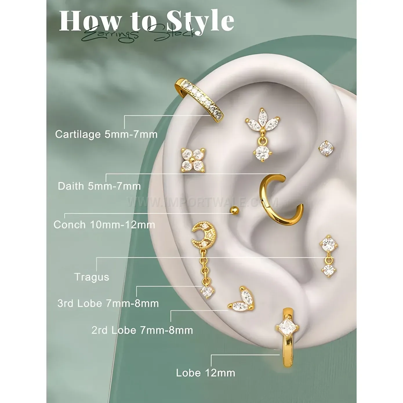 Bold Stainless Steel Four-Point Star Rhinestone Flat Back Earrings