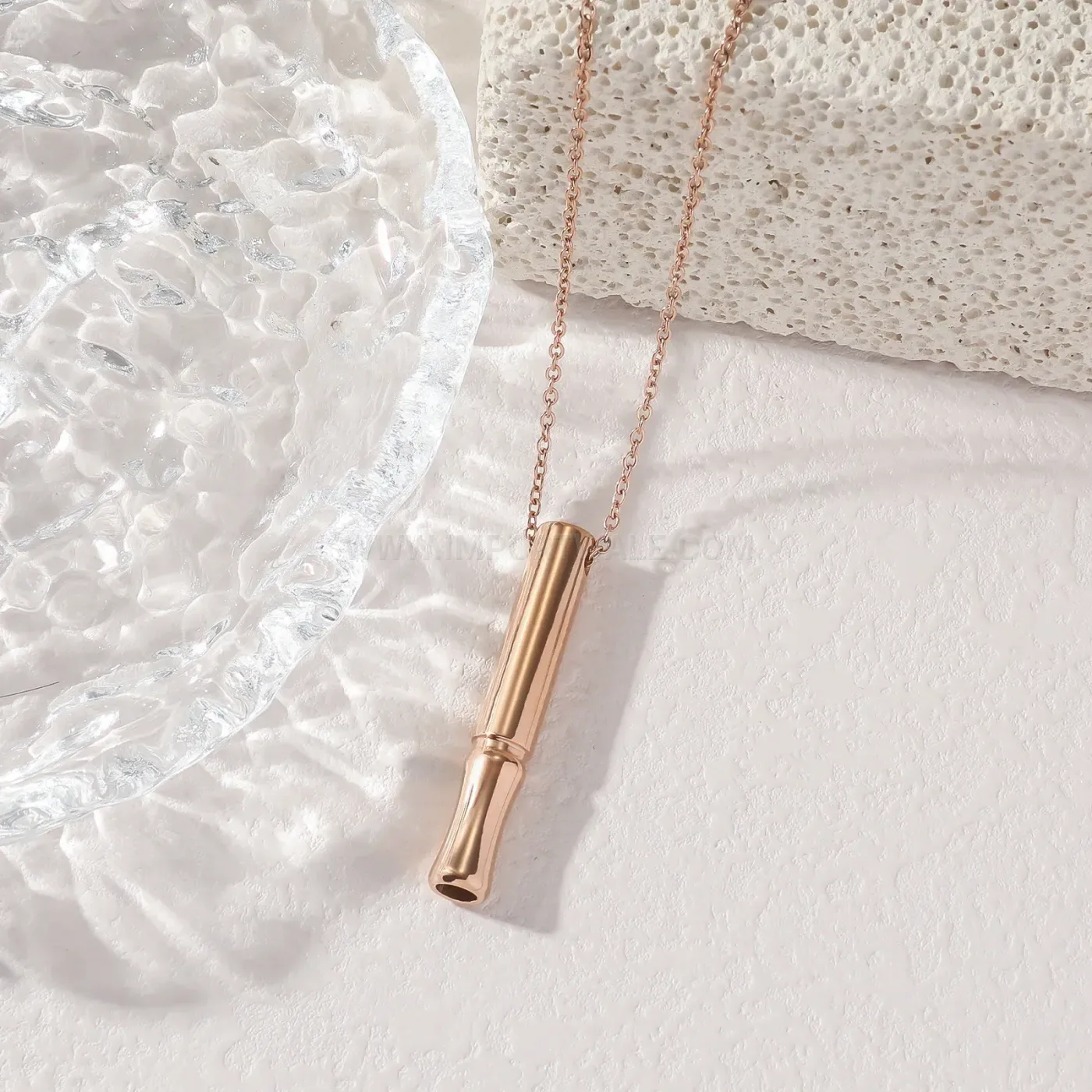 Bold Stainless Steel Mindful Breathing Tube Pendant Necklace