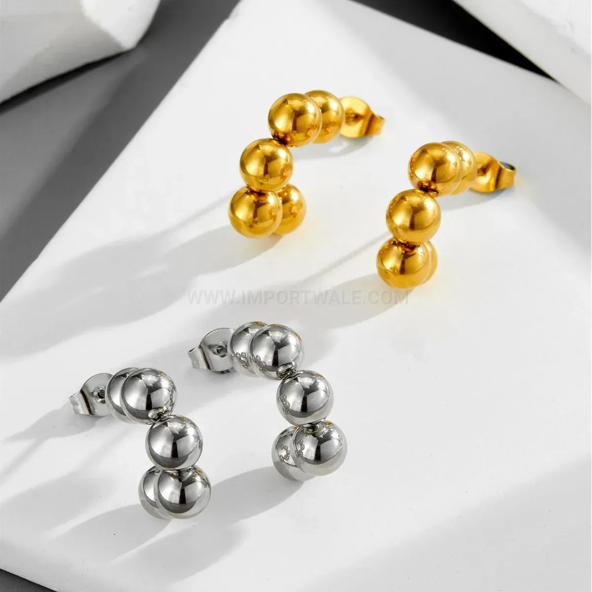 Sleek Titanium Steel Ball Drop Earrings