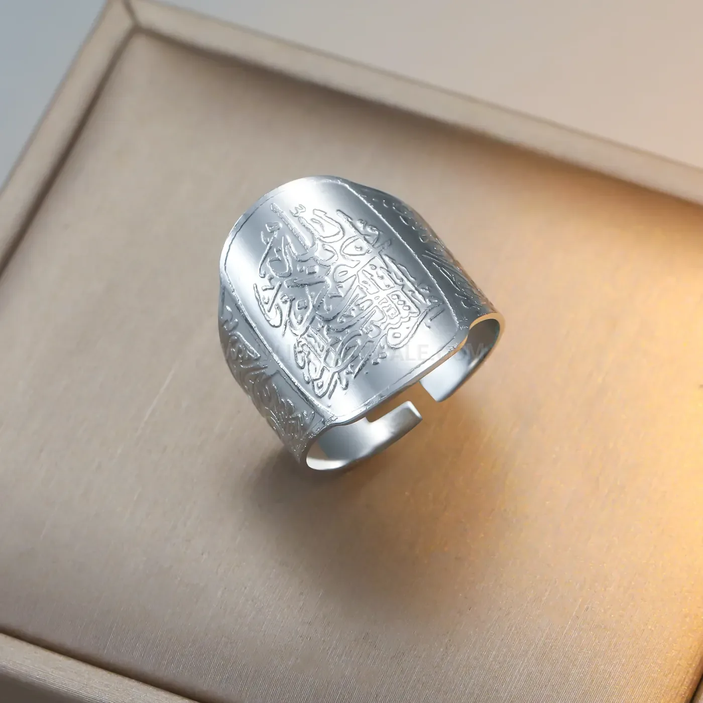 Premium 18K Gold PVD Stainless Steel Calligraphy Allah Adjustable Open Ring