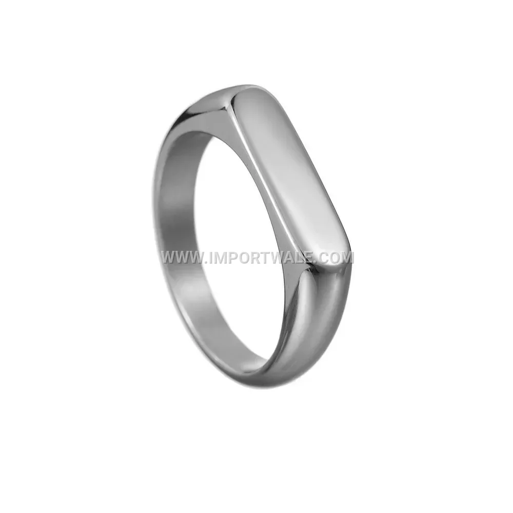 Minimalist 4mm Titanium Steel Rectangular Signet Band Ring