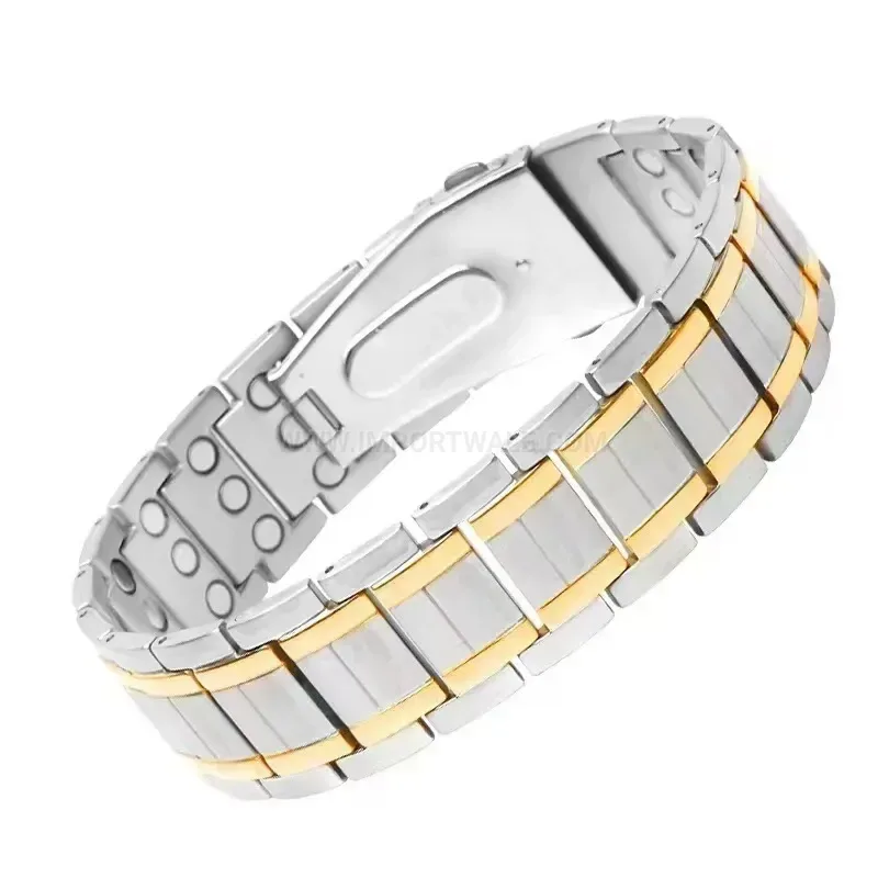Modern Triple Row Magnetic Stainless Steel Adjustable Link Bracelet