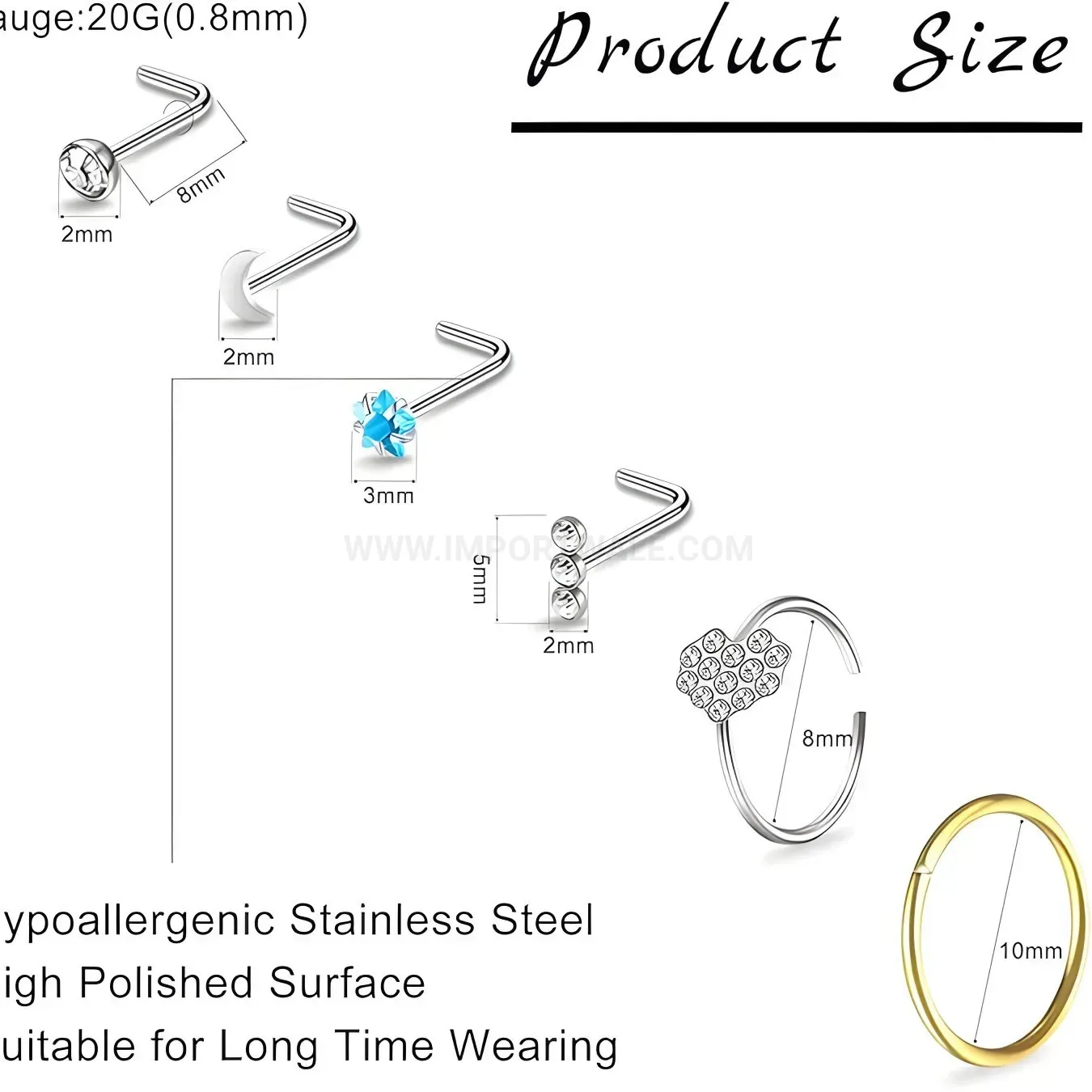 Trendy Titanium Steel Heart Rhinestone Inlaid Piercing Stud Collection