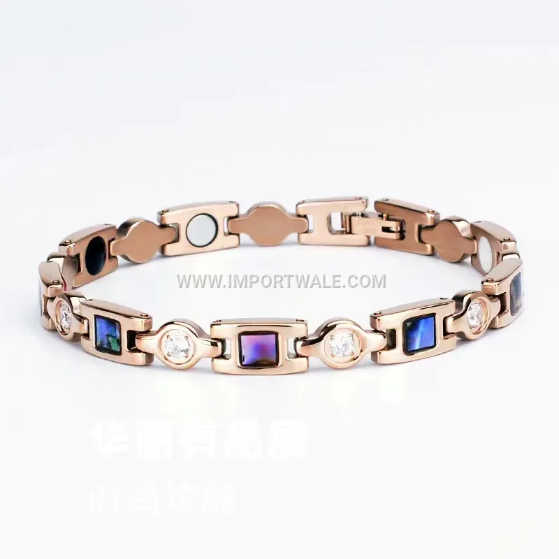 Minimalist U Shape Shell Accent Titanium Steel Bracelet