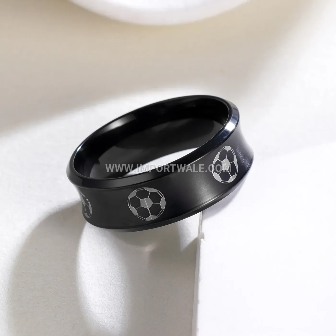 Engraved Geometric Stainless Steel Sport Ring