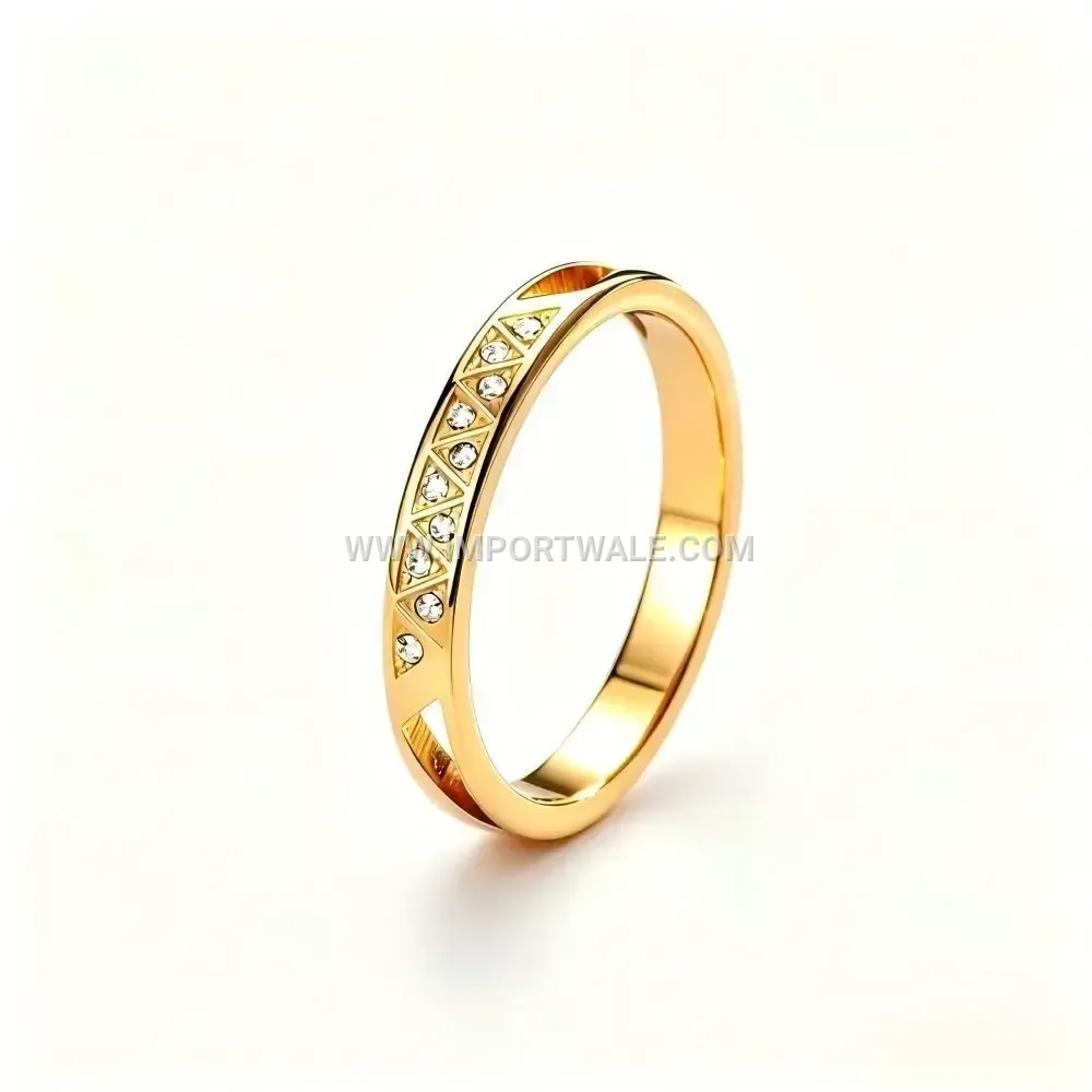 Geometrically Cut Triangle Stainless Steel Zircon Ring