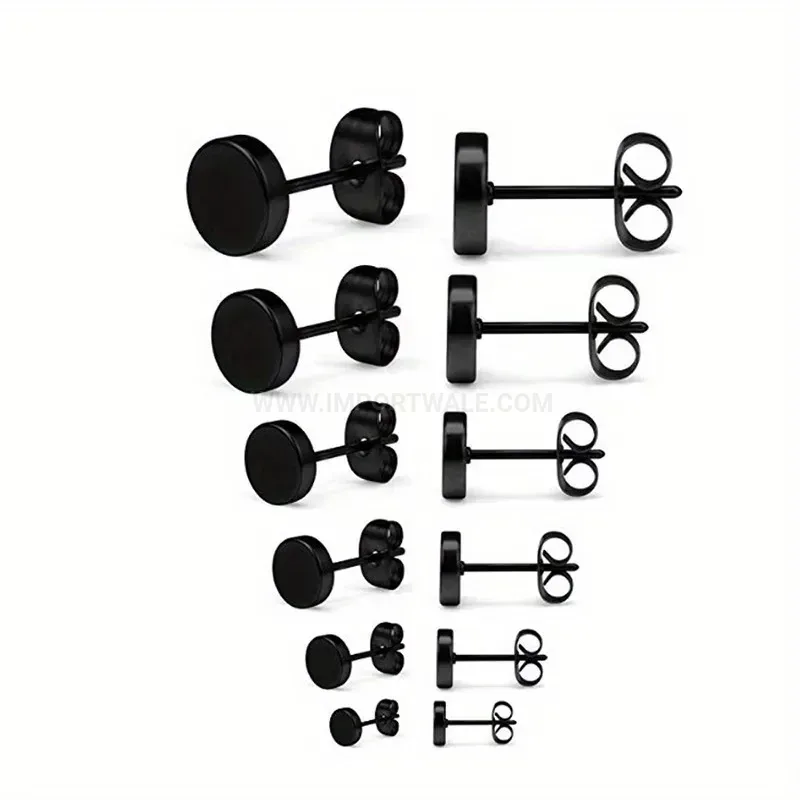 Stylish Minimalist Stainless Steel Disc Stud Piercing Earrings