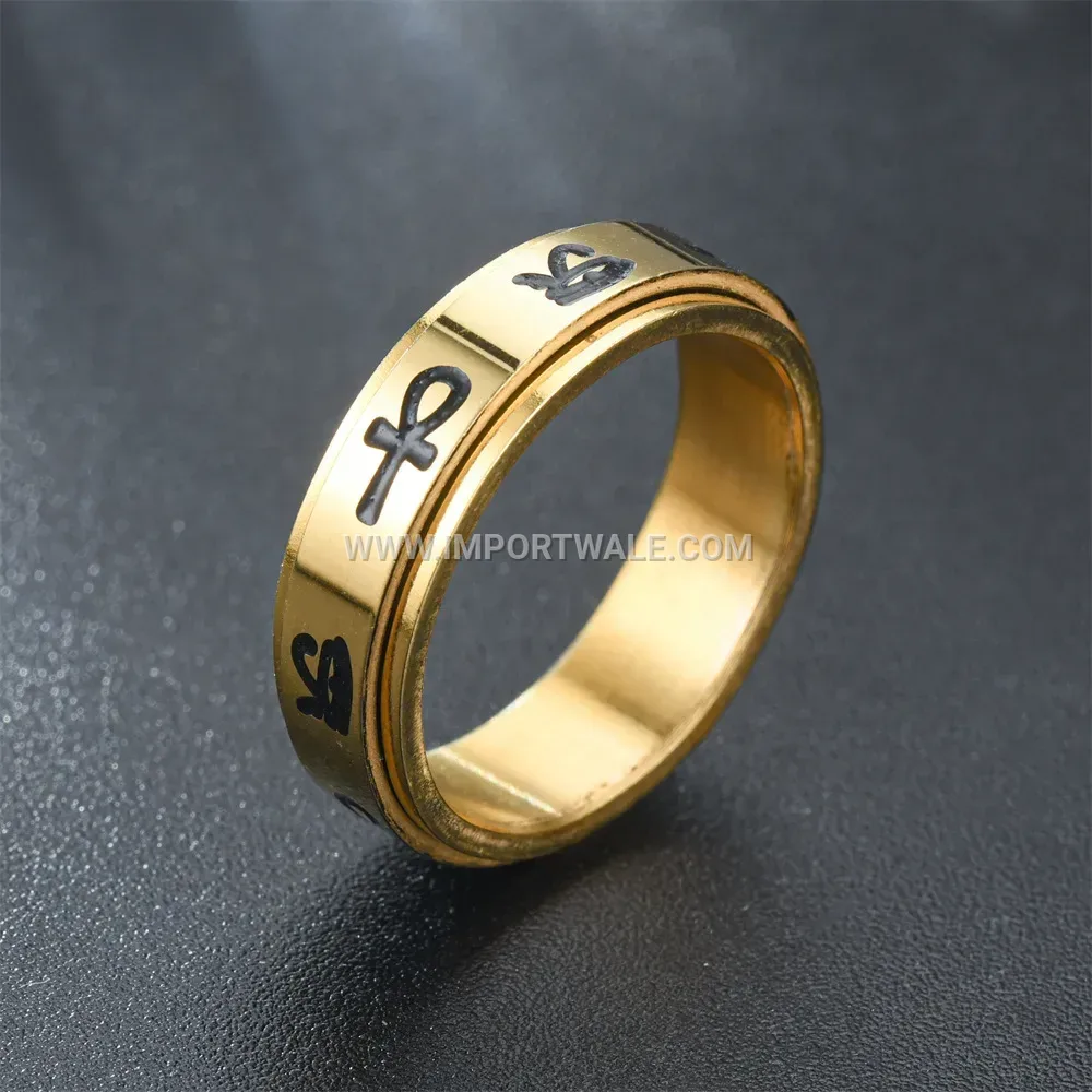 Gold Stainless Steel Eye of Horus Spinner Ring