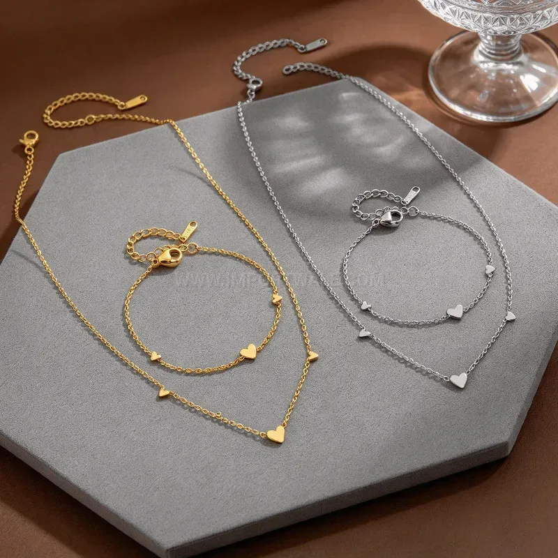 Premium Minimalist Gold Plated Heart Jewelry Set