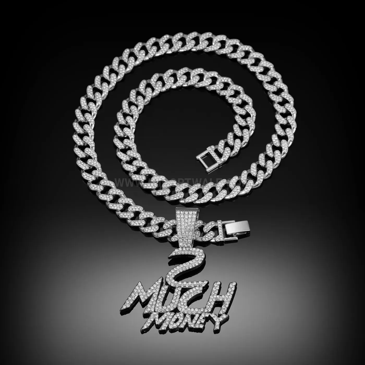Fashion Iced Out Money Letter Pendant Cuban Necklace