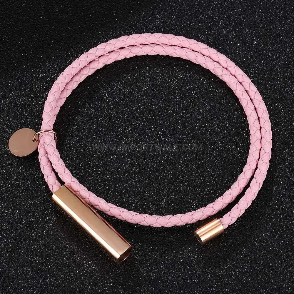 Slender Leather Cord Bracelet with Rose Gold Stainless Steel Clasp