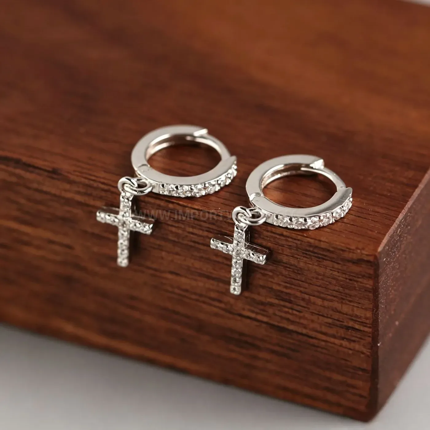 Trendy Geometric Teardrop and Cross Zircon Piercing Earring Set