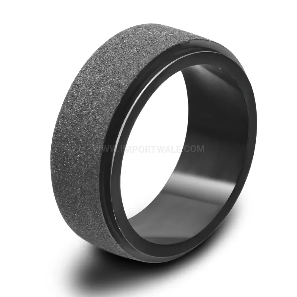 Classic Minimalist Black Matte Spinner Stainless Steel Ring