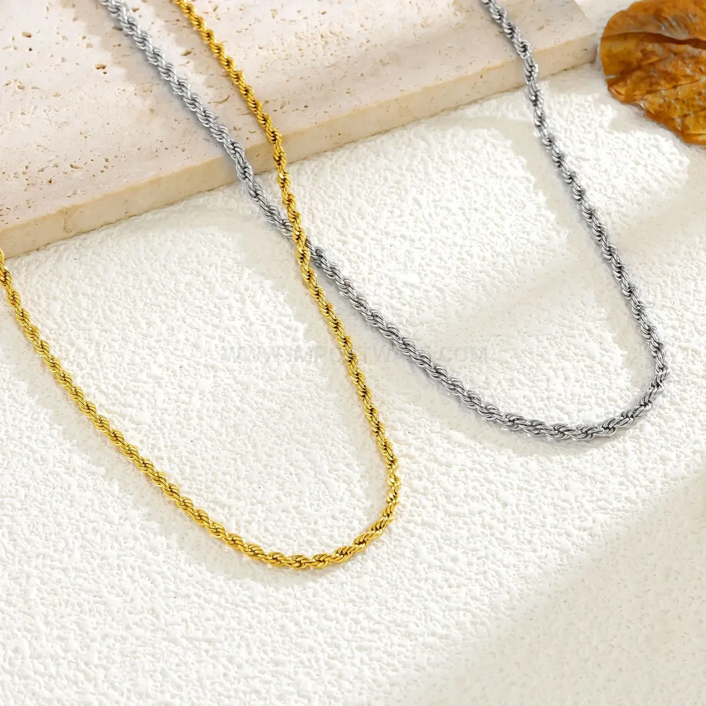 Stylish Twisted Rope Chain Stainless Steel Knot Pendant Necklace