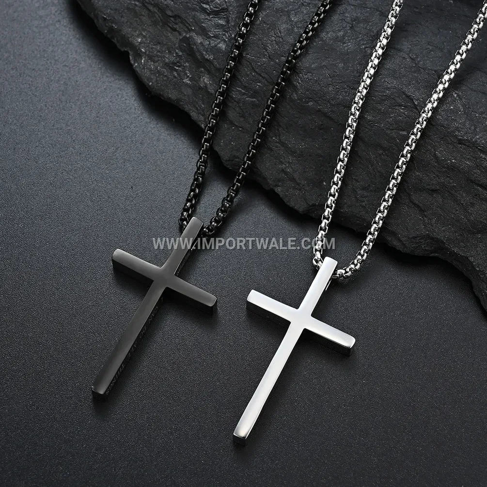 Minimalist Stainless Steel Cross Bible Pendant Necklace