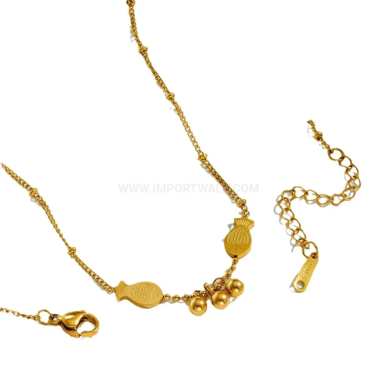 Elegant Gold Plated Titanium Steel Twin Fish Pendant Jewelry