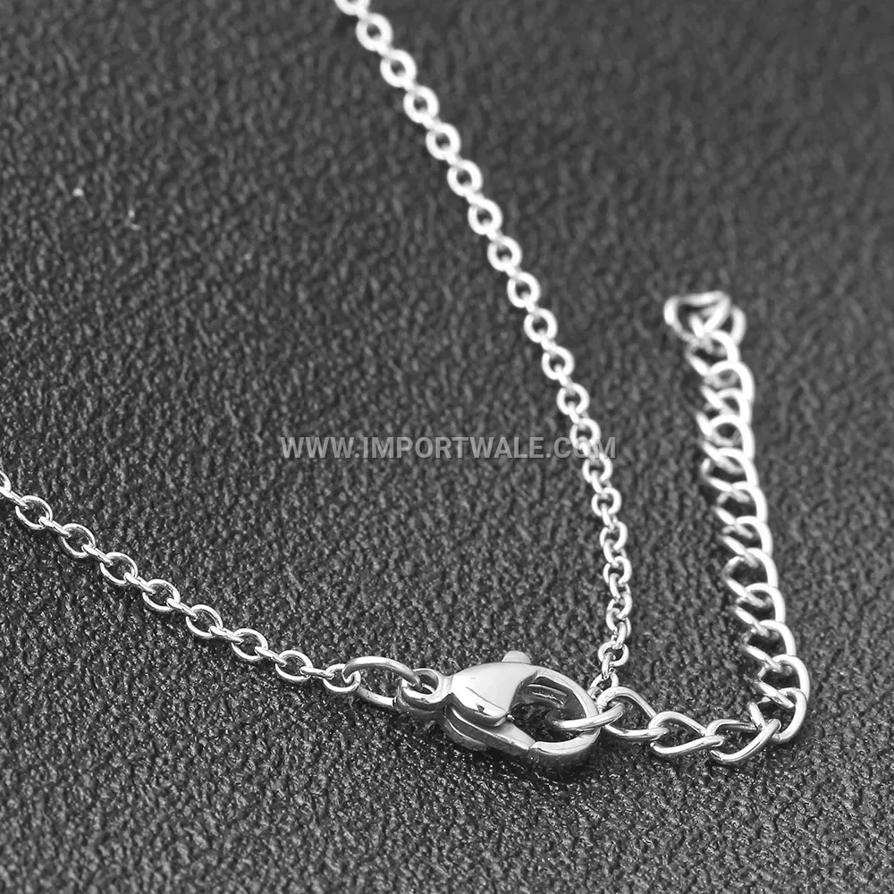 Dual Ring Ceramic and Stainless Steel Handcuff Charm Pendant Necklace