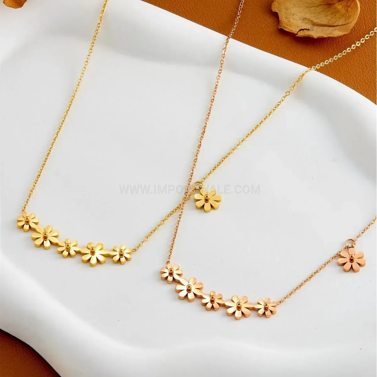Trendy Floral Daisy Pendant Titanium Steel Cable Chain Necklace