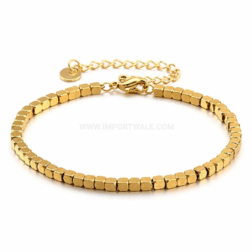 Polished Square Link Stainless Steel Chain Bracelet
