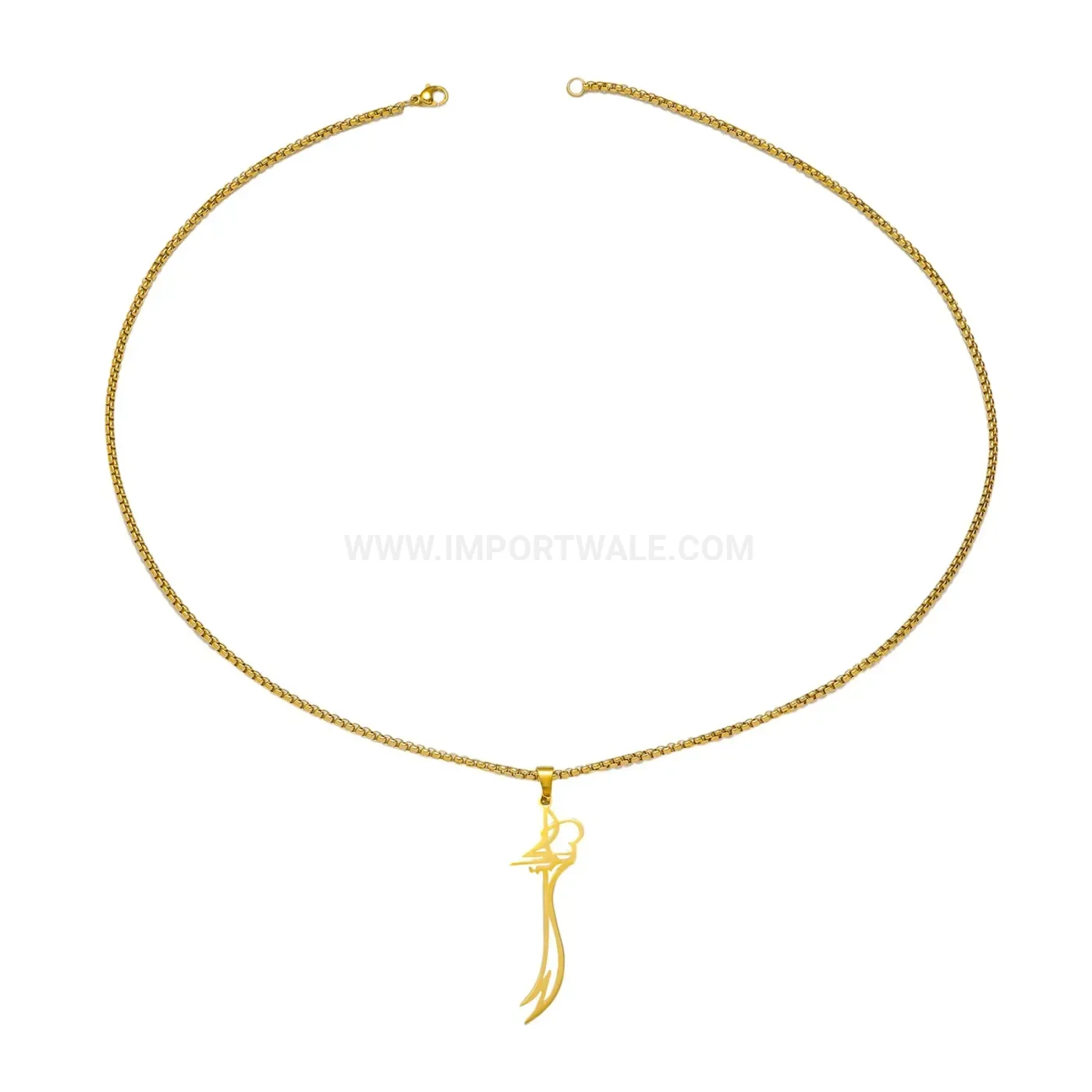 Elegant Minimalist Stainless Steel Scimitar Sword Pendant Necklace